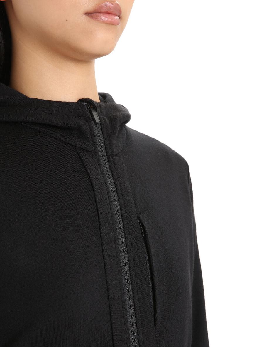 Sweat À Capuche Icebreaker Merino Quantum III Long Sleeve Zip Femme Noir | FR 1678WNBY